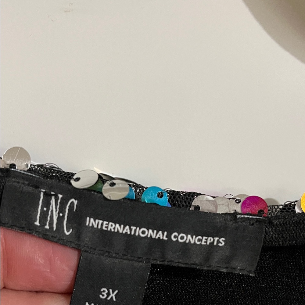 INC International Concepts Sequin Top - Black and Multicolor - Picture 6 of 9